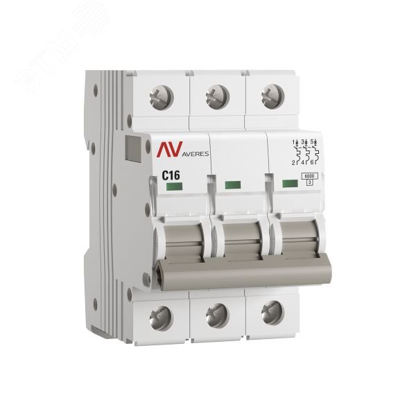 Выключатель автоматический модульный 3п C 16А 6кА AV-6 AVERES EKF mcb6-3-16C-av EKF