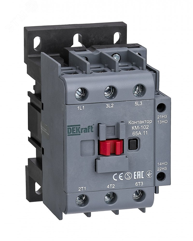Контактор КМ-102 3п 65А кат. 230В AC 1НО+1НЗ AC-3 AC-4 22008DEK DEKraft