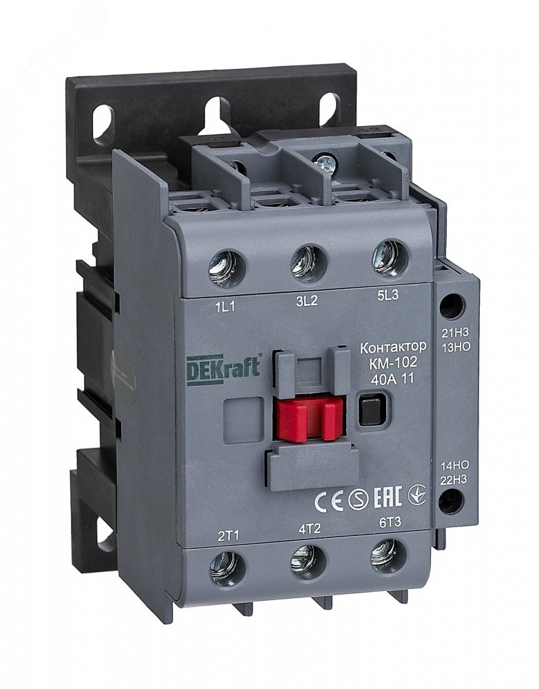 Контактор КМ-102 3п 40А кат. 230В AC 1НО+1НЗ AC-3 AC-4 22006DEK DEKraft
