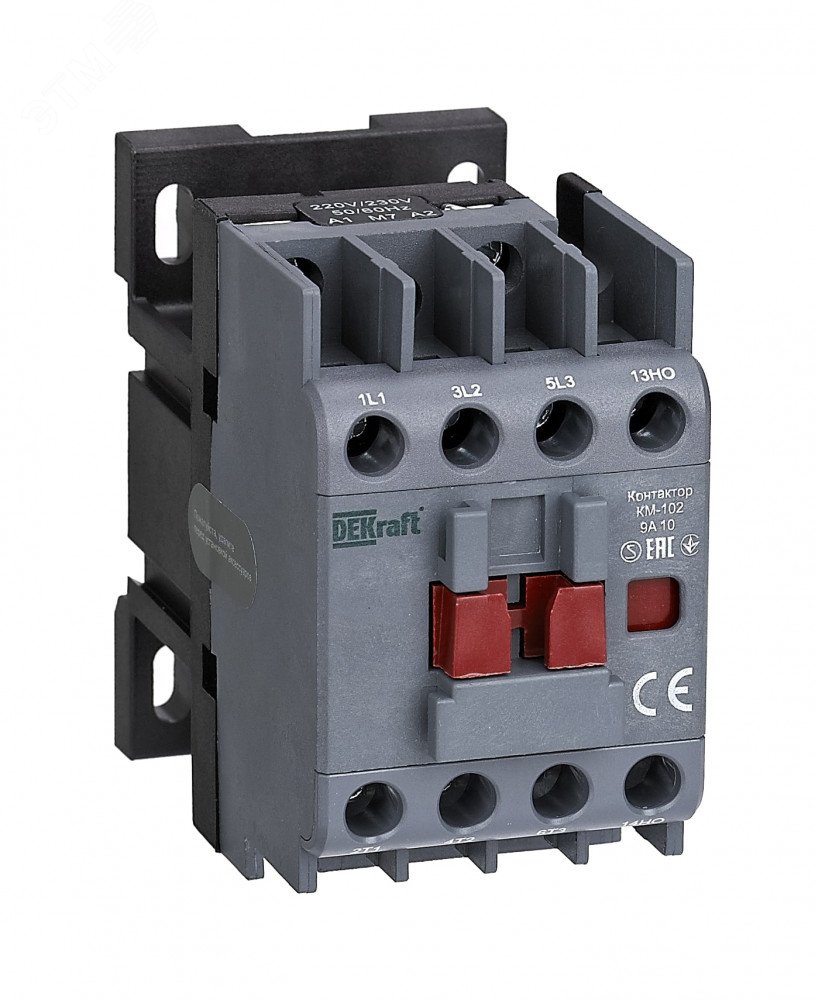 Контактор КМ-102 3п 9А кат. 230В AC 1НО AC-3 AC-4 22001DEK DEKraft