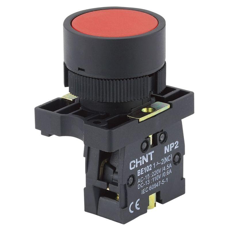Кнопка управления NP2-EA45 без подсветки красн. 1НО+1НЗ IP40 574091 Chint