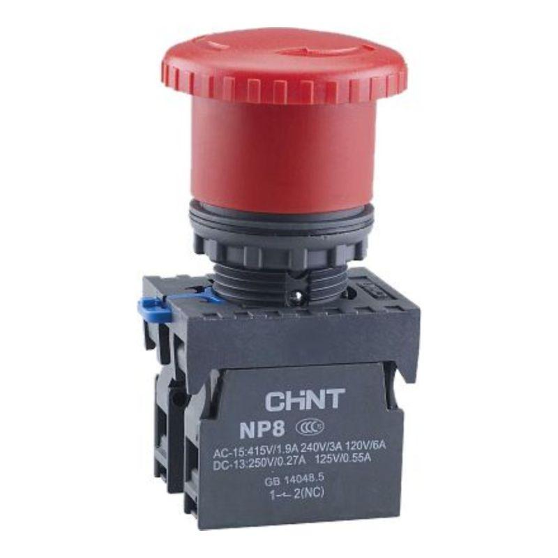 Кнопка управления "Грибок" NP8-11ZS/14 d40мм 1НО+1НЗ IP65 с фиксацией красн. CHINT 667129 Chint