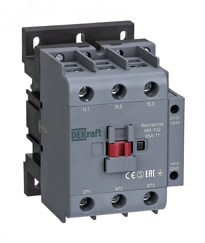 Контактор КМ-102 3п 95А кат. 230В AC 1НО+1НЗ AC-3 AC-4 22010DEK DEKraft