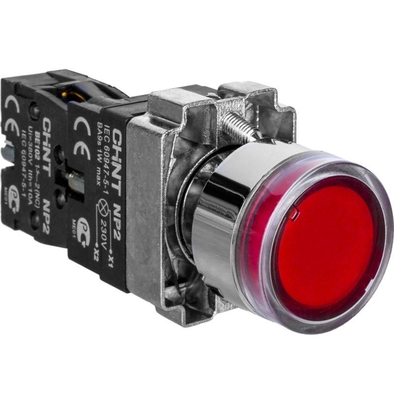 Кнопка управления NP2-BW3461 1НО красн. AC/DC 230В(LED) IP40 574080 Chint