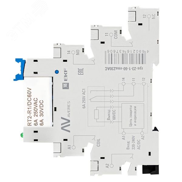 Реле промежуточное РП slim 23/1 6А 230В AC с розеткой в сборе rps-23-1-60-rms230AC EKF