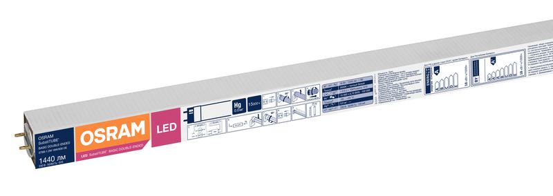 Лампа светодиодная SUBSTITUBE Basic T8 18W/830 18Вт T8 линейная 3000К тепл. бел. G13 1440лм 220-240В 1200мм двухсторон. прям. вкл. (замена 36Вт) OSRAM 4058075377523 LEDVANCE