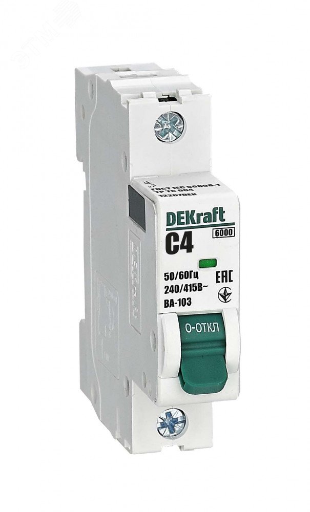 Выключатель автоматический модульный 1п C 4А 6кА ВА-103 DEKraft 12267DEK DEKraft
