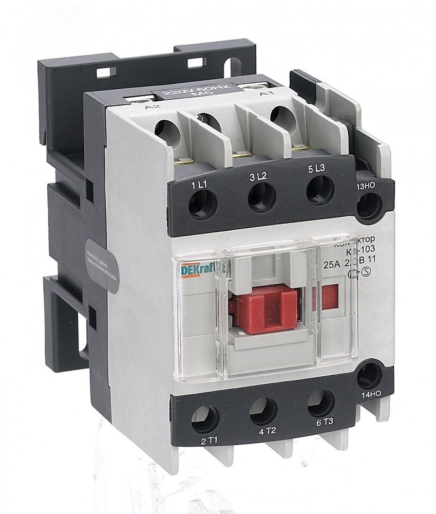 Контактор КМ-103 25А кат. 220В AC 1НО+1НЗ AC-3 22118DEK DEKraft
