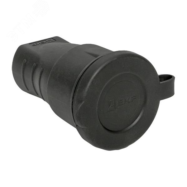 Розетка переносная 16А IP44 230В 2P+PE с защ. крышкой каучук Basic RPS-012-16-230-44 EKF