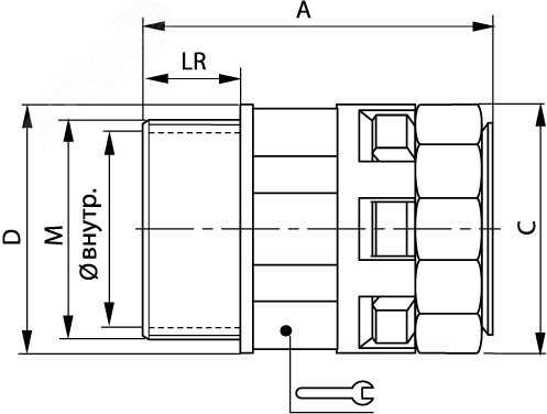 Муфта труба-коробка DN 12 мм, М16х1,5, полиамид, цвет черный PAM12M16N DKC