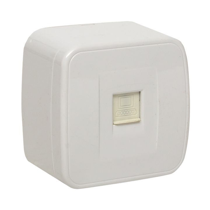Минск Розетка RJ-45 1-местная, ОП 1А, 120В, белая EKF Basic(кр.1шт) EKF