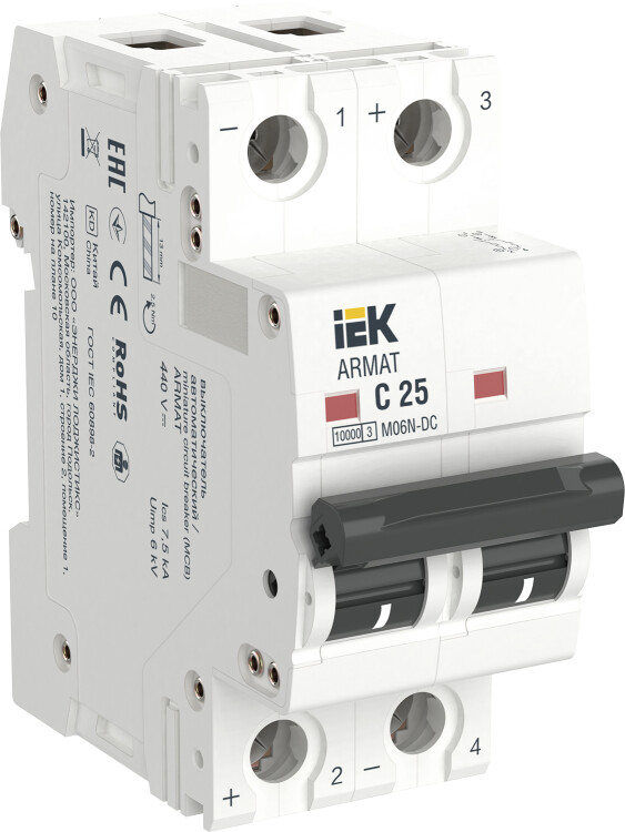 Автоматический выключатель ARMAT M06N-DC 2P C 25А AR-M06N-2-C025DC IEK