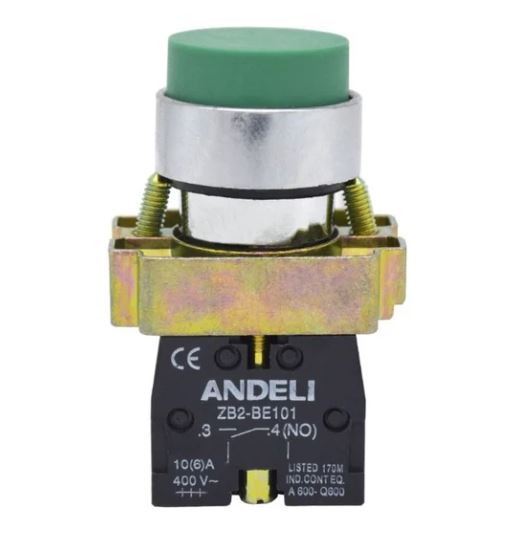 КНОПКА XB2-BL31 БЕЗ ПОДСВЕТКИ ЗЕЛЕНЫЙ 1Н Andeli
