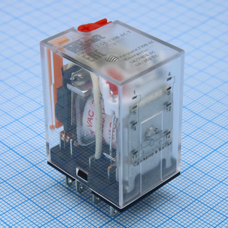 Dekraft Промежуточное реле 2 конт. с LED инд. и TEST функ. 5А 230В AC ПР-102 DEKraft